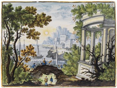 Majolica Tile. Ideal Landscape with Palace Buildings by Unbekannt Unbekannt